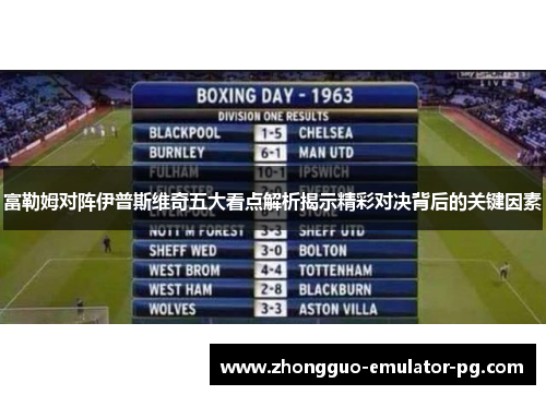 富勒姆对阵伊普斯维奇五大看点解析揭示精彩对决背后的关键因素